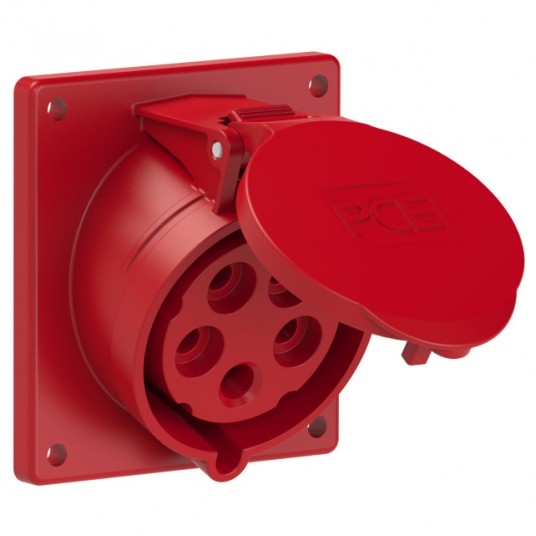 GNIAZDO tablicowe skośne 32A 5P CZERWONE -zdjęcie numer 1