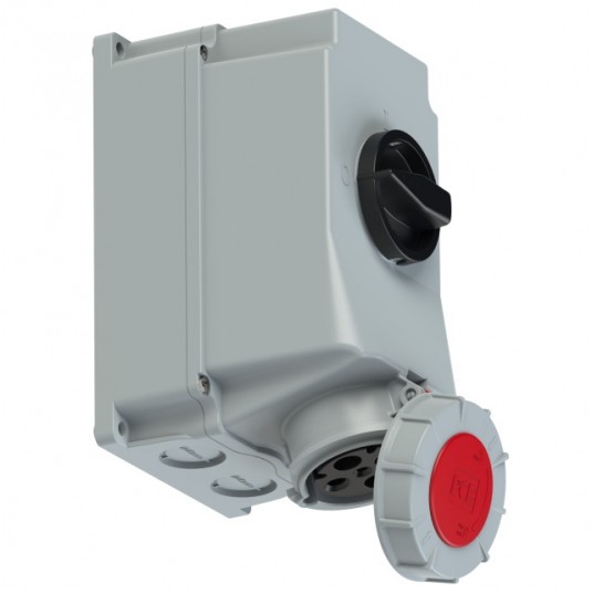 GNIAZDO Z WYŁĄCZNIKIEM 0-1 IP67 63A 4P I BLOKADA ZAM. NA KŁÓDKĘ PCE 753 -zdjęcie numer 1