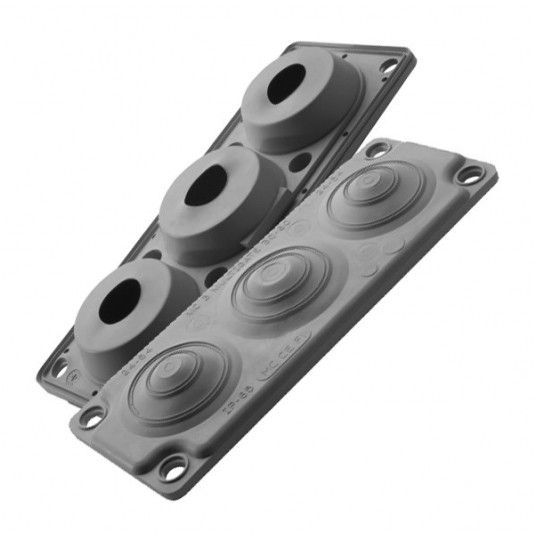 MC3 PRZEPUST WIELOOTWOROWY IP65 SZARY Z KOMPLETEM PINÓW -zdjęcie numer 1