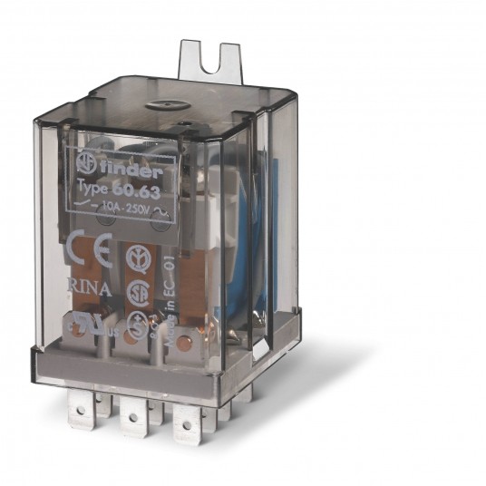PRZEKAŹNIK 3P 10A 24V DC, FASTON 187, ADAPTER Z MOCOWANIEM TYLNYM -zdjęcie numer 1