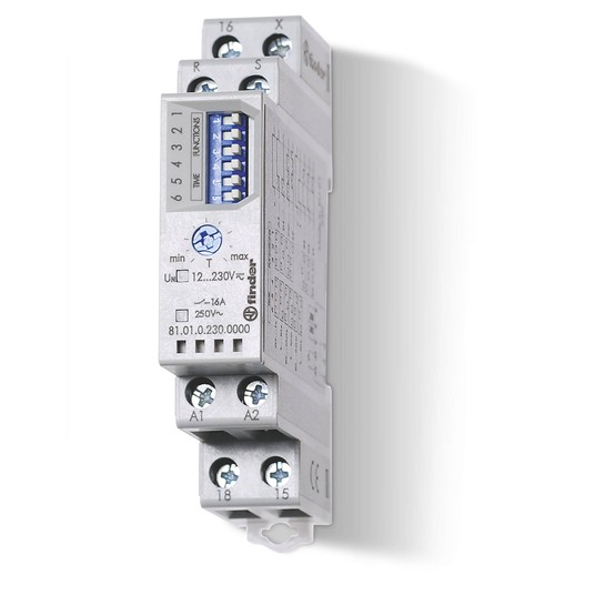 Przekaźnik czasowy 1P 16A 12‑230V AC/DC 0,1s‑10h wielofunkcyjny AI, DI, SW, SP, BE, DE, Eeb 81.01.0.230.0000 -zdjęcie numer 1
