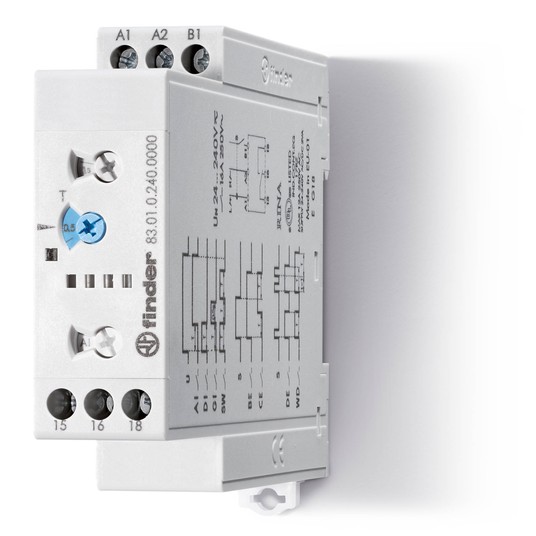 Przekaźnik czasowy 1P 16A 24‑240V AC/DC 0,05s‑10dni wielofunkcyjny AI, DI, GI, SW,BE, CE, DE, WD 83.01.0.240.0000 -zdjęcie numer 1