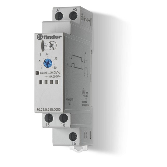 Przekaźnik czasowy 1P 16A 24‑240V AC/DC 0,1s‑24h 250V jednofunkcyjny DI 80.21.0.240.0000 -zdjęcie numer 1