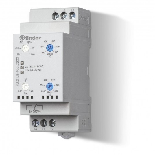 PRZEKAŹNIK KONTROLI NAPIĘCIA 3FAZ., KONTROLA ZANIKU FAZ, ROTACJI, -zdjęcie numer 1