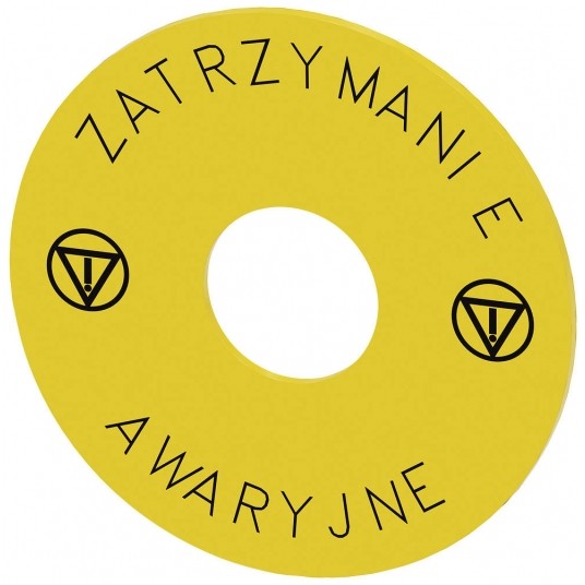 SIRIUS ACT, ETYKIETA PODKŁADKOWA Z OPISEM ZATRZYMANIE AWARYJNE I SYMBOLE -zdjęcie numer 1