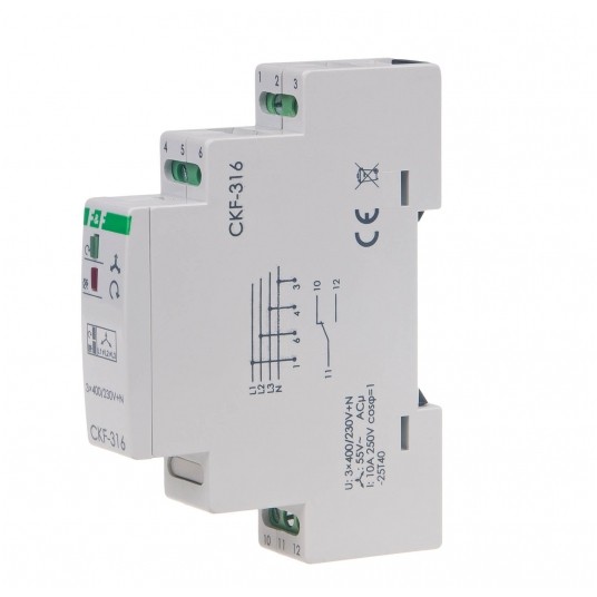 styk 1P, I=10A, 1 moduł CZUJNIK KOLEJNOSCI I ZANIKU FA -zdjęcie numer 1