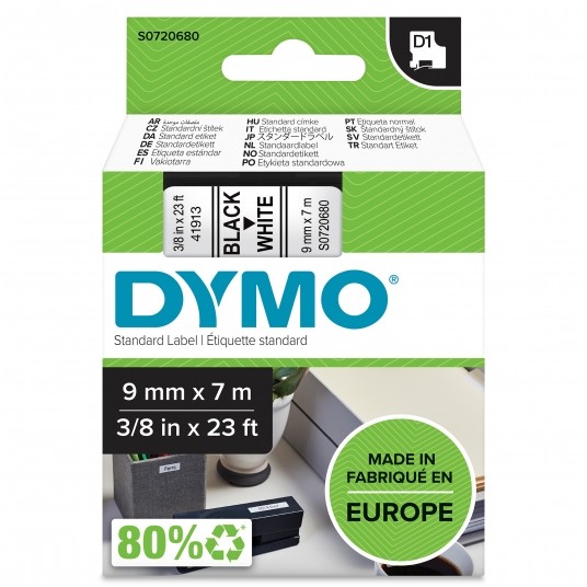 TAŚMA D1 9mm CZARNY/BIAŁY TAŚMA -zdjęcie numer 1