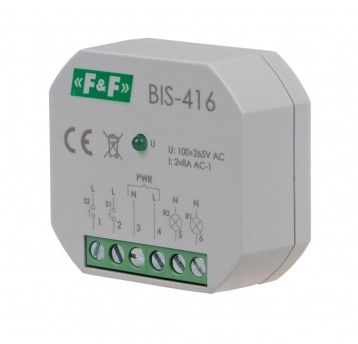 2-kanałowy on/off, Un=230V, I=2x8A, styki PRZEKAŹNIK BISTABILNY