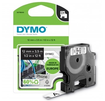 DY.TAŚMA 12mm CZAR/BIAŁA NYLON TAŚMA