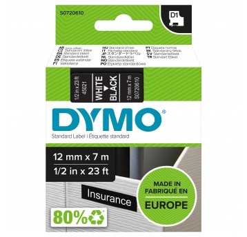 DY.TAŚMA D1 12mm BIAŁY/CZARNY TAŚMA