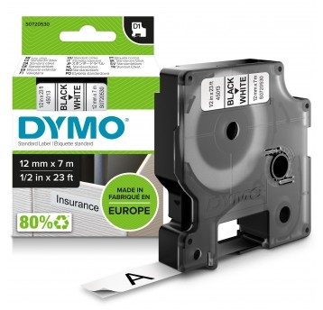 DY.TAŚMA D1 12mm CZARNY/BIAŁY TAŚMA