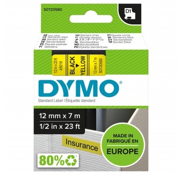 DY.TAŚMA D1 12mm CZARNY/ŻÓŁTY TAŚMA