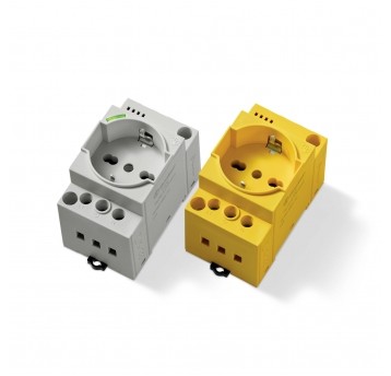 GNIAZDO ELEK. Z LED NA SZYNĘ DIN, RAL1021