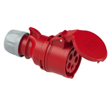 Gniazdo przenośne 16A 5P 400V czerwone IP44 SHARK 215‑6