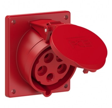 GNIAZDO tablicowe skośne 32A 5P CZERWONE