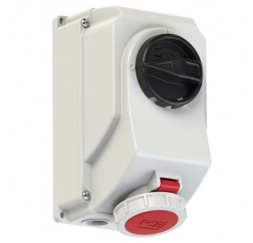 GNIAZDO Z WYŁĄCZNIKIEM 0-1 DUŻE BLOKADA 16A 400V 3P+Z IP44 PCE 75142-6