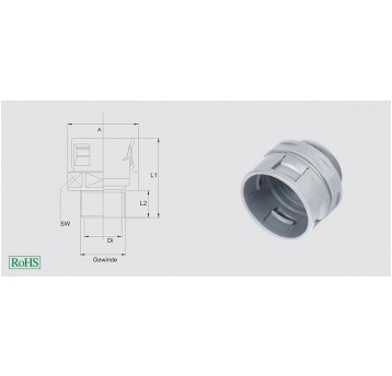 HSSV M25X1,5 NW21/23 CZARNY DŁAWNICA KABLOWA