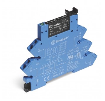 PRZEKAŹNIKOWY MODUŁ SPRZĘGAJĄCY 6,2MM, 1P 6A 24VAC/DC, STYKI AGSNO2,