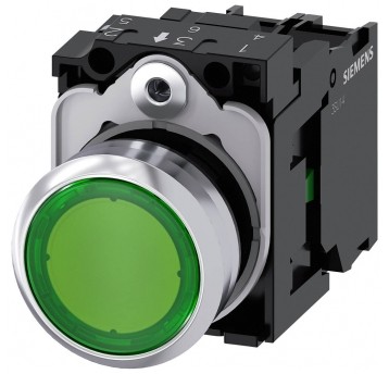PRZYCISK PODŚW. ZIELONY, 24V