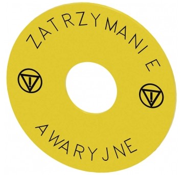 SIRIUS ACT, ETYKIETA PODKŁADKOWA Z OPISEM ZATRZYMANIE AWARYJNE I SYMBOLE