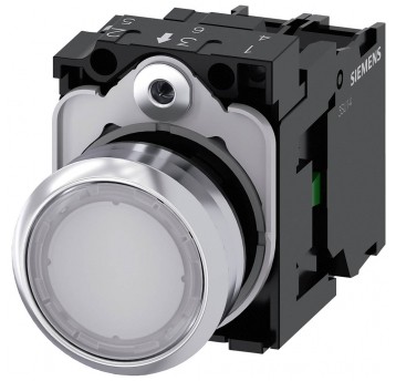 SIRIUS ACT, PRZYCISK PODŚWIETLANY, 22MM, OKRĄGŁY, METAL, BŁYSZCZĄCY, BI