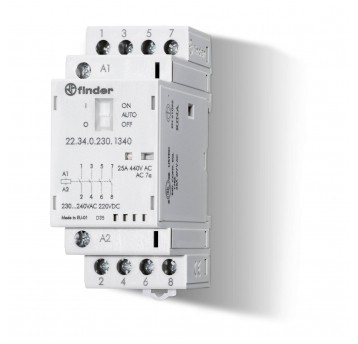 STYCZNIK MODUŁOWY 4 ZWIERNE 25A, WSKAŹNIK ZADZIAŁANIA + LED, 35MM