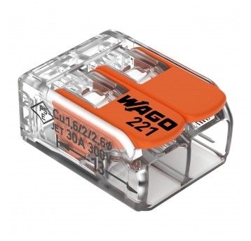 SZYBKOZŁĄCZKA 2x0,2-6mm2 TRANSPARENTNA/POMARAŃCZOWA