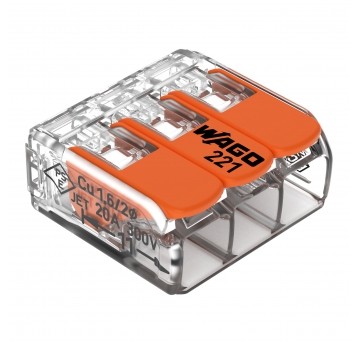 SZYBKOZŁĄCZKA 3x0,2-4mm2 TRANSPARENTNA/POMARAŃCZOWA