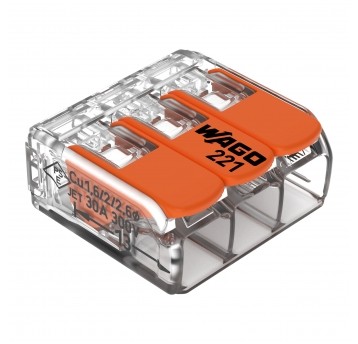 SZYBKOZŁĄCZKA 3x0,2-6mm2 TRANSPARENTNA/POMARAŃCZOWA