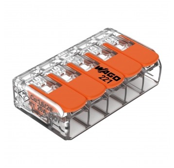 SZYBKOZŁĄCZKA 5x0,2-4mm2 TRANSPARENTNA/POMARAŃCZOWA