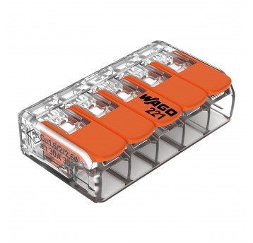 SZYBKOZŁĄCZKA 5x0,2-6mm2 TRANSPARENTNA/POMARAŃCZOWA