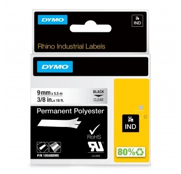 TAŚMA 9mm CZARNA NA PRZEZROCZ. POLIESTER TAŚMA