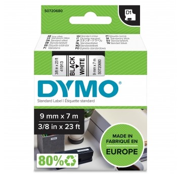 TAŚMA D1 9mm CZARNY/BIAŁY TAŚMA