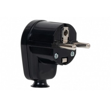 WTYCZKA KĄTOWA Z UZIEMIENIEM CZARNA WTYCZKA 16A